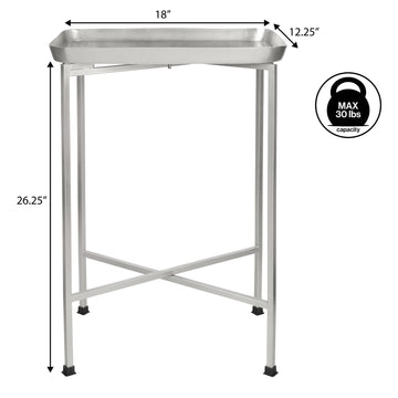Sterling 26.25" Industrial Classic Metal Foldable Rectangular End Table and Side Table with Removable Tray Top